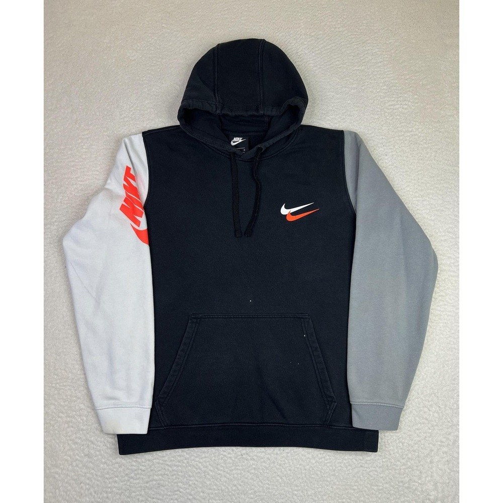 Nike Hoodie Mens Medium Black Pullover Fleece Sweatshirt Swoosh Logo CI3320-011